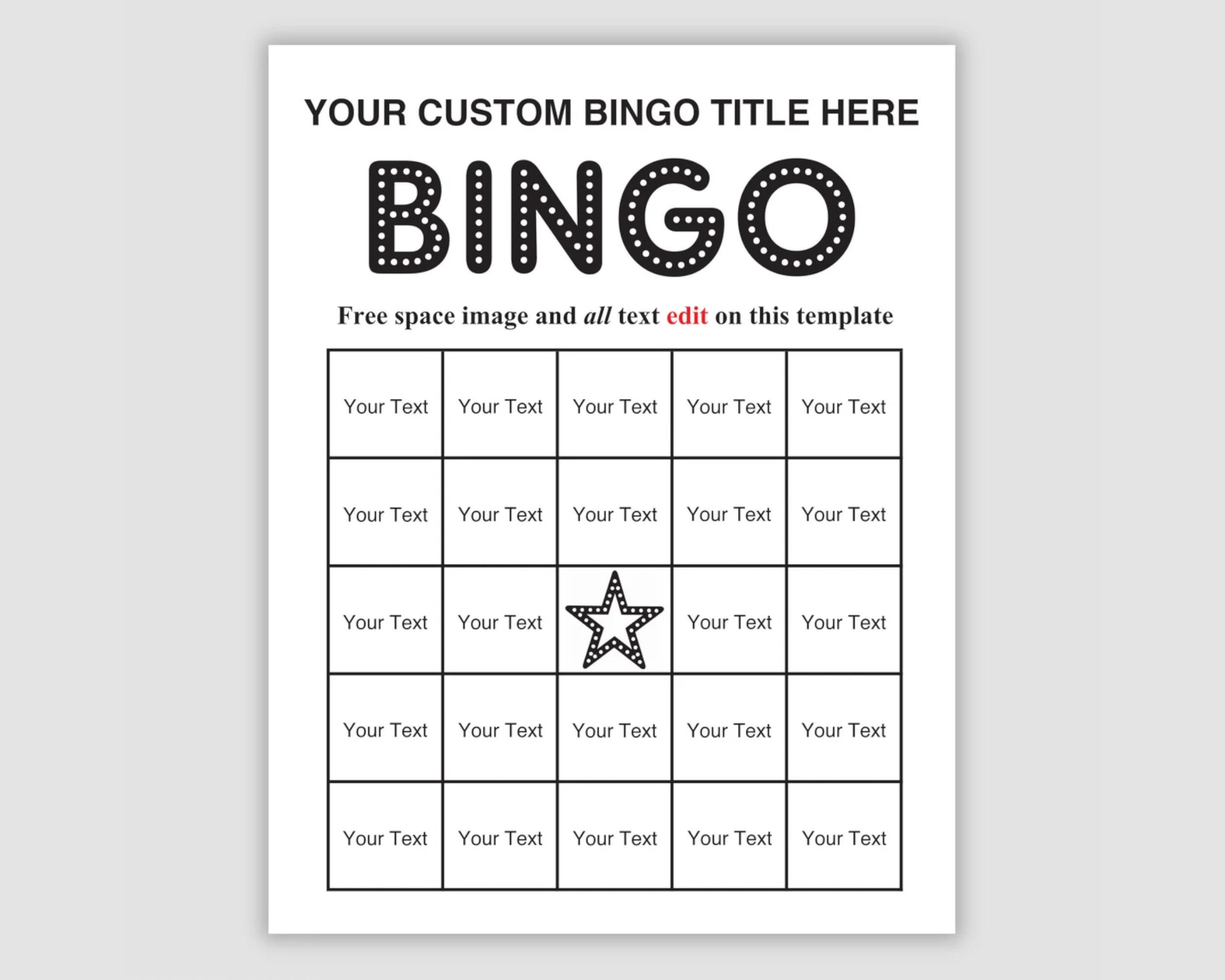 100 Card Editable Bingo Template, 48 Call, Instant Pdf Download in Op Live Bingo Card Generator