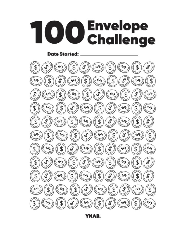Free Printable 100 Envelope Challenge 10k