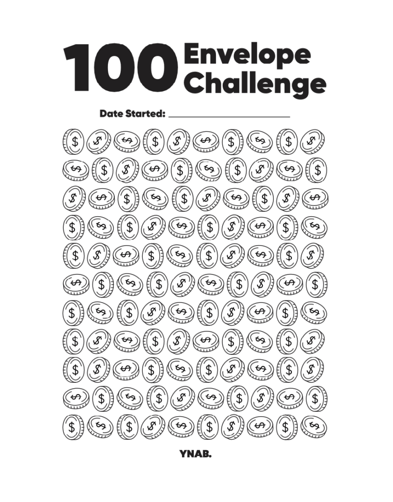 100 Envelope Challenge (With Free Printable!) | Ynab with regard to Free Printable 100 Envelope Challenge 10K