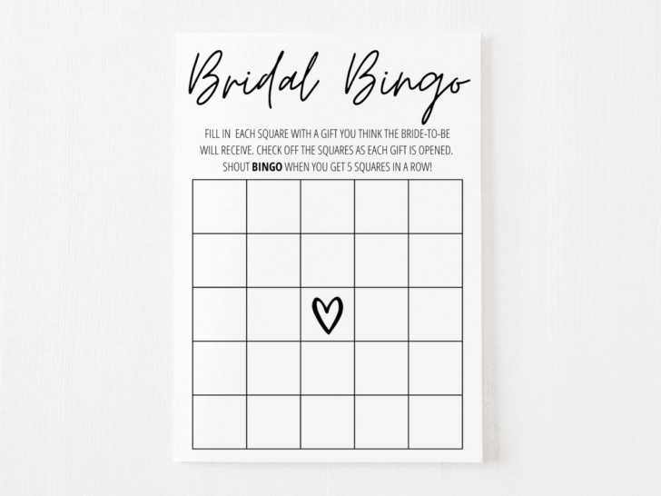 Free Printable Bridal Shower Bingo Cards