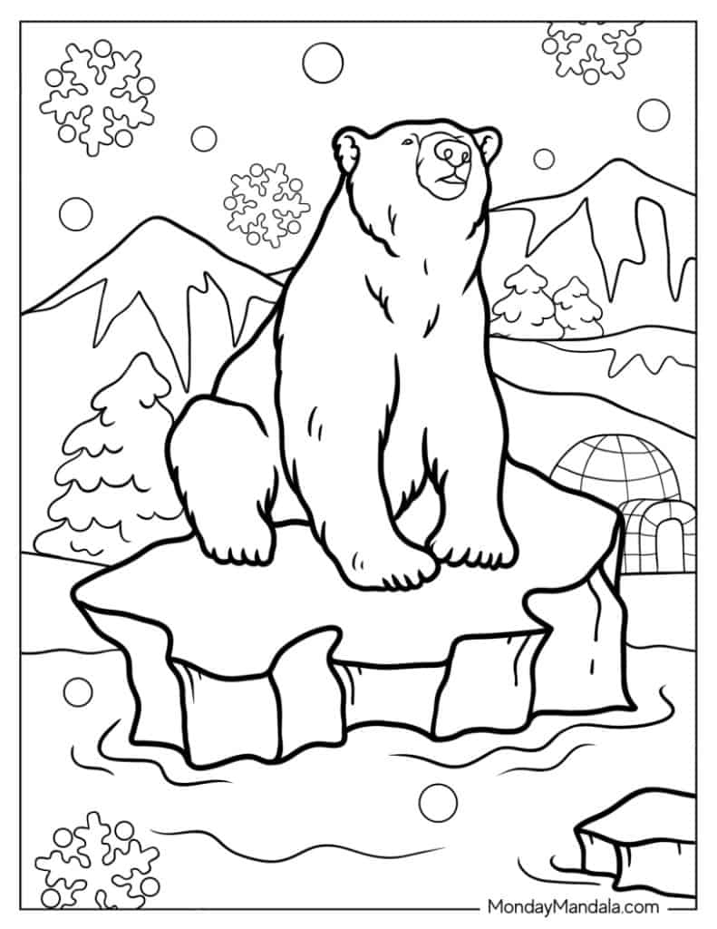 14 Polar Bear Coloring Pages (Free Pdf Printables) with regard to Printable Polar Bear Worksheets