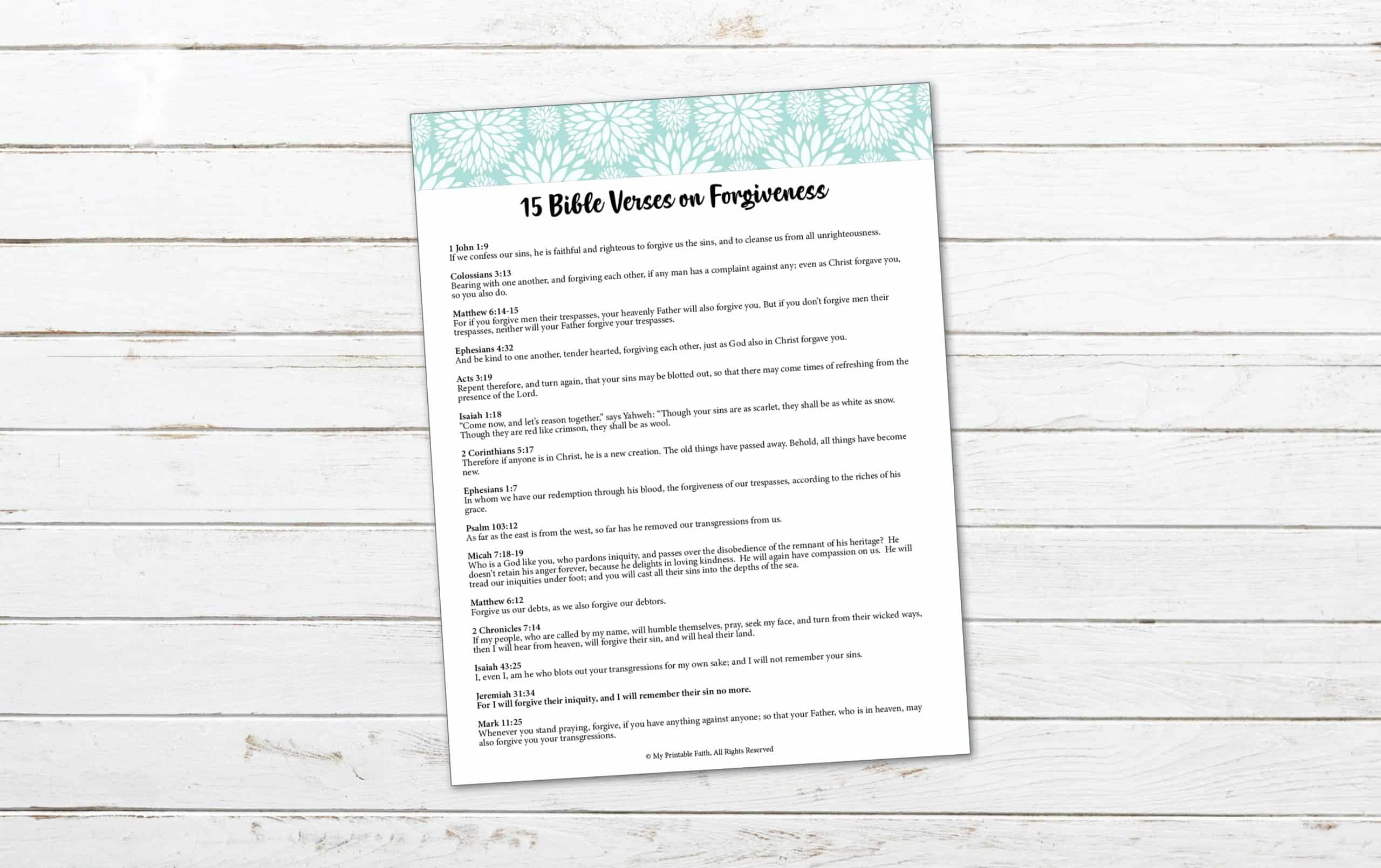 15 Bible Verses On Forgiveness - My Printable Faith throughout Free Printable Bible Study On Forgiveness