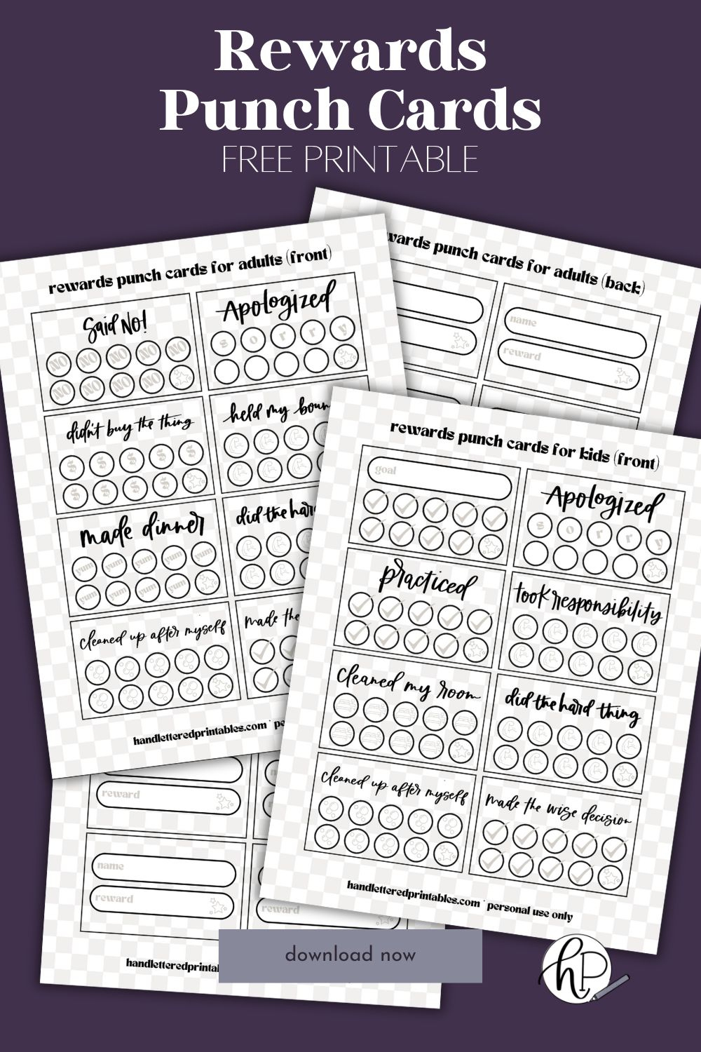 16 Free Printable Punch Cards For Adults + Kids - Hand Lettered throughout Free Printable Punch Cards For Students
