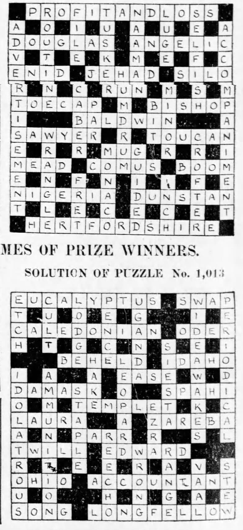 1928: The Year In Crosswords (1 Of 2) - T Campbell&amp;#039;S Grid within Sheffer Printable Crossword
