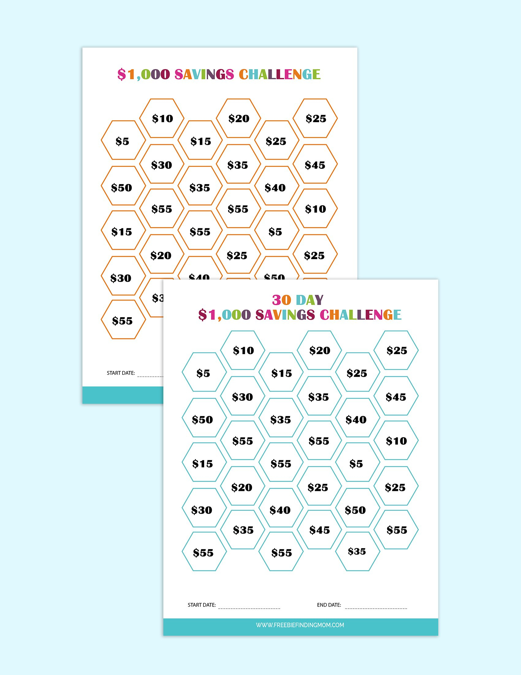 2 Printable Money Saving Challenges with regard to Saving Challenges Free Printable