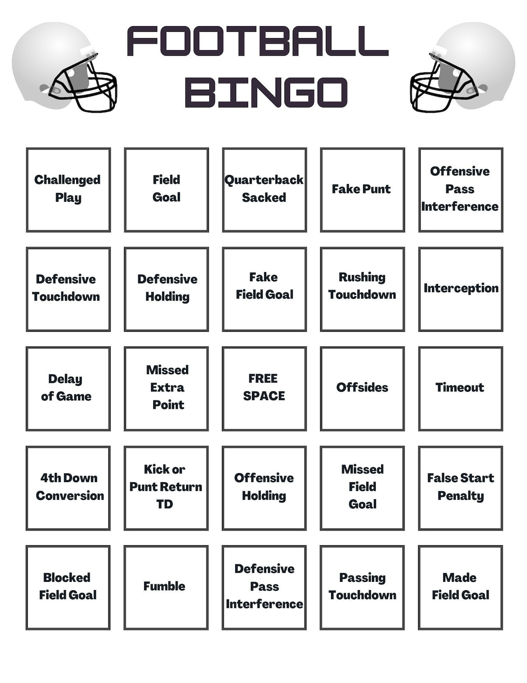 20 Druckbare Fußball Bingo Karten | Super Bowl Party | Fußballparty | Einfach Sofort Download Jetzt - Etsy.de in Printable Football Bingo Cards