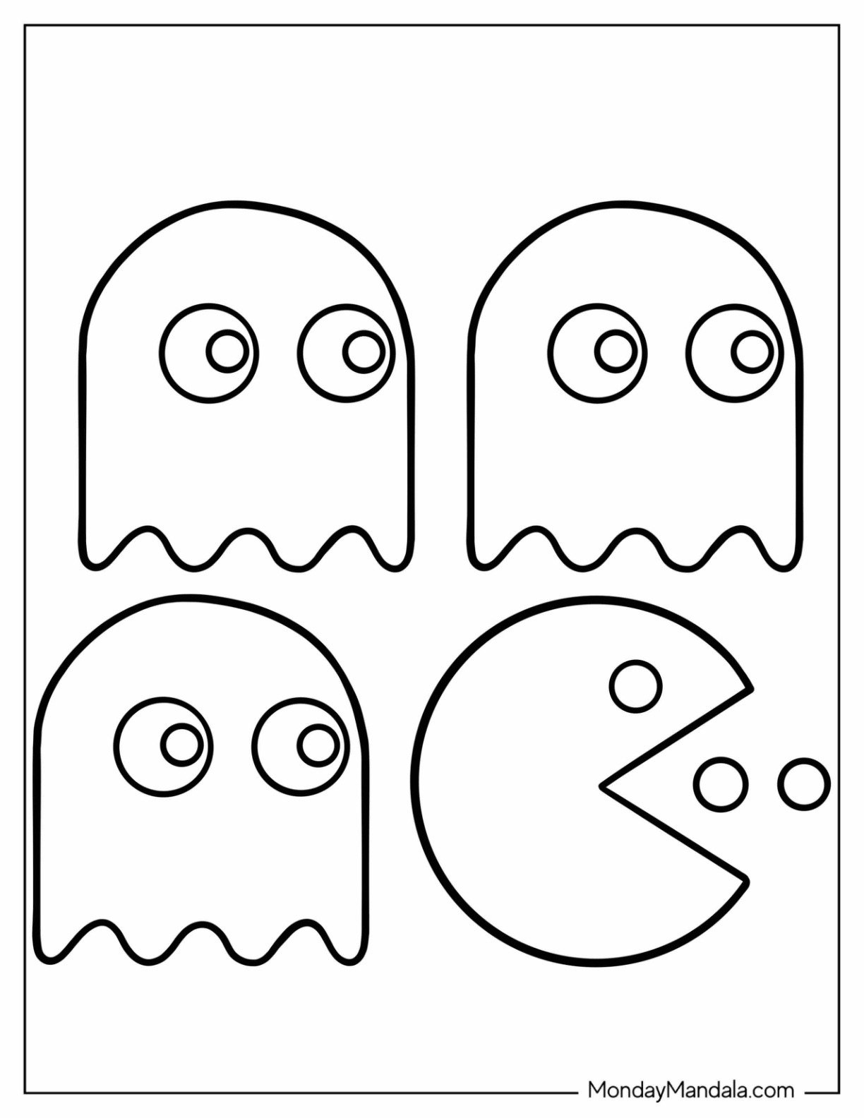 20 Pac Man Coloring Pages (Free Pdf Printables) within Pac Man Ghost Eyes Template Printable