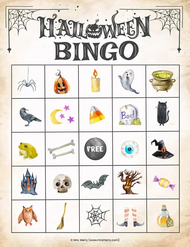 25 Printable Halloween Bingo Cards | Mrs. Merry inside Halloween Bingo Cards Free Printable