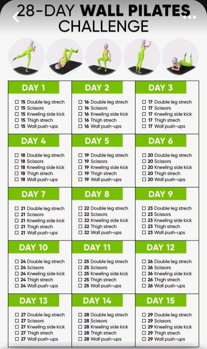 28-Day Pilates Challenge pertaining to Wall Pilates Challenge Free Printable