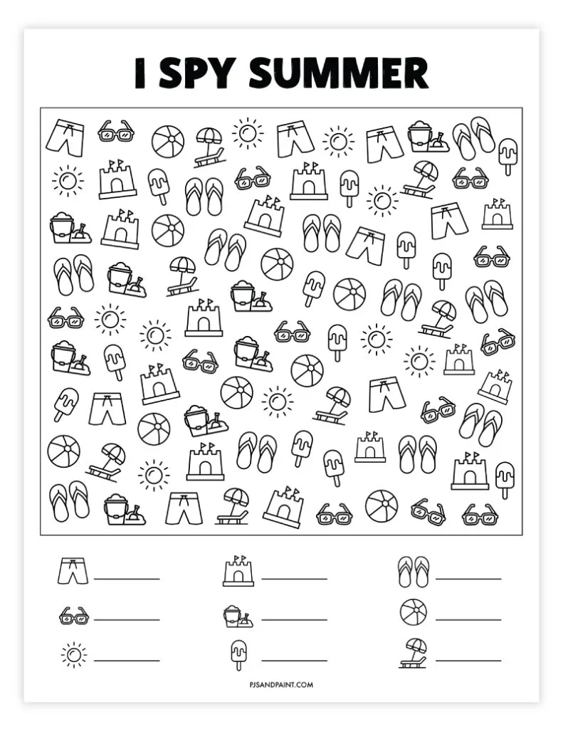 28 Free Printable I Spy Games - Pjs And Paint intended for I Spy Summer Free Printable