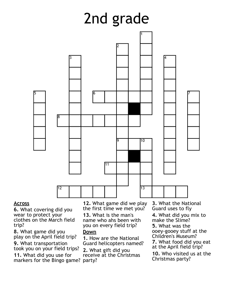 2Nd Grade Crossword - Wordmint regarding Printable Crossword Puzzles For 2nd Graders