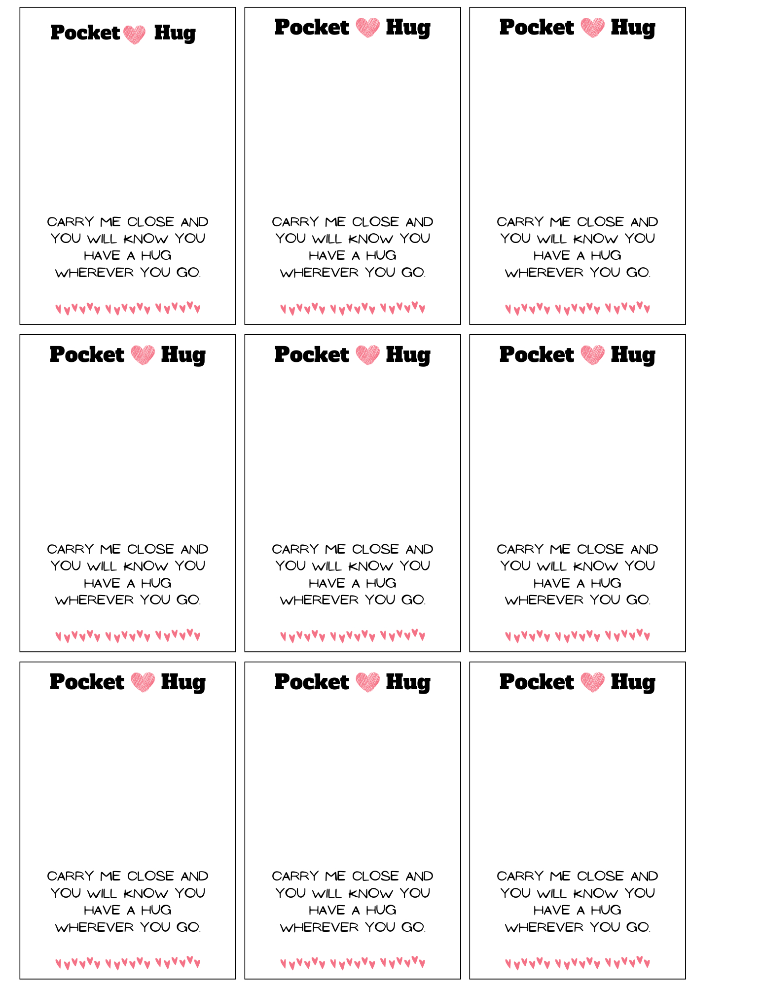 3 Pocket Hug Poems Printable Pdf File Instant Download for Free Printable Pocket Hug Cards