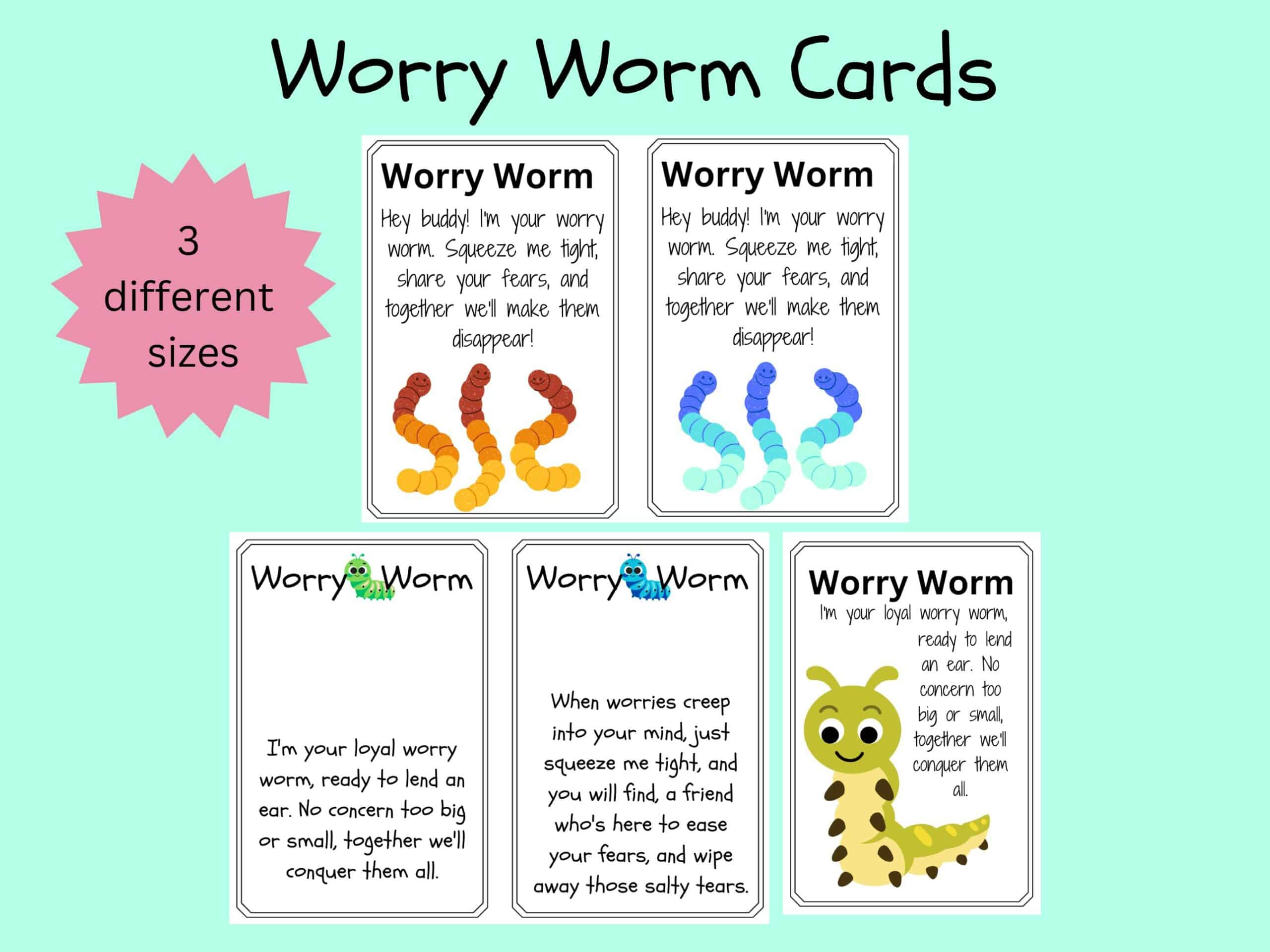 3 Worry Worm Poems Set 2 Printable Tags pertaining to Worry Worm Poem Free Printable
