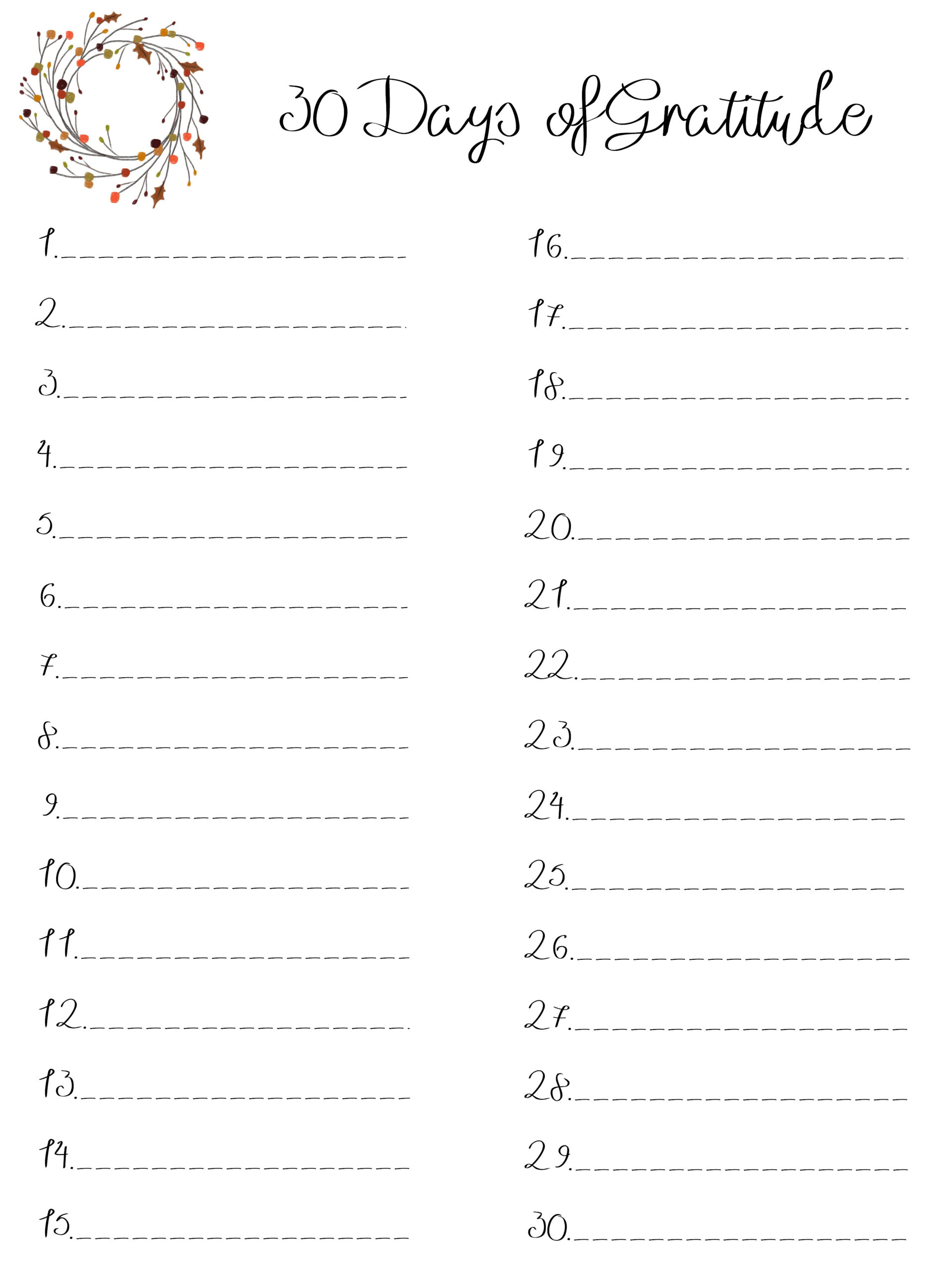 30 Days Of Gratitude {Free Printable} - Beneath My Heart with regard to Printable 30 Day Gratitude Challenge