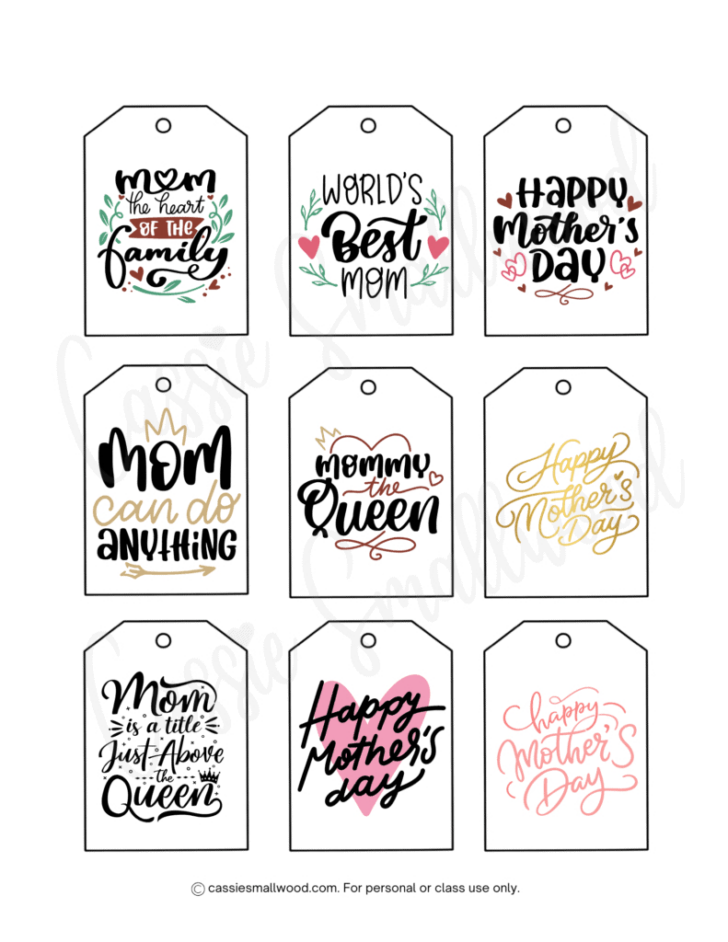 Free Printable Mothers Day Tags to Print