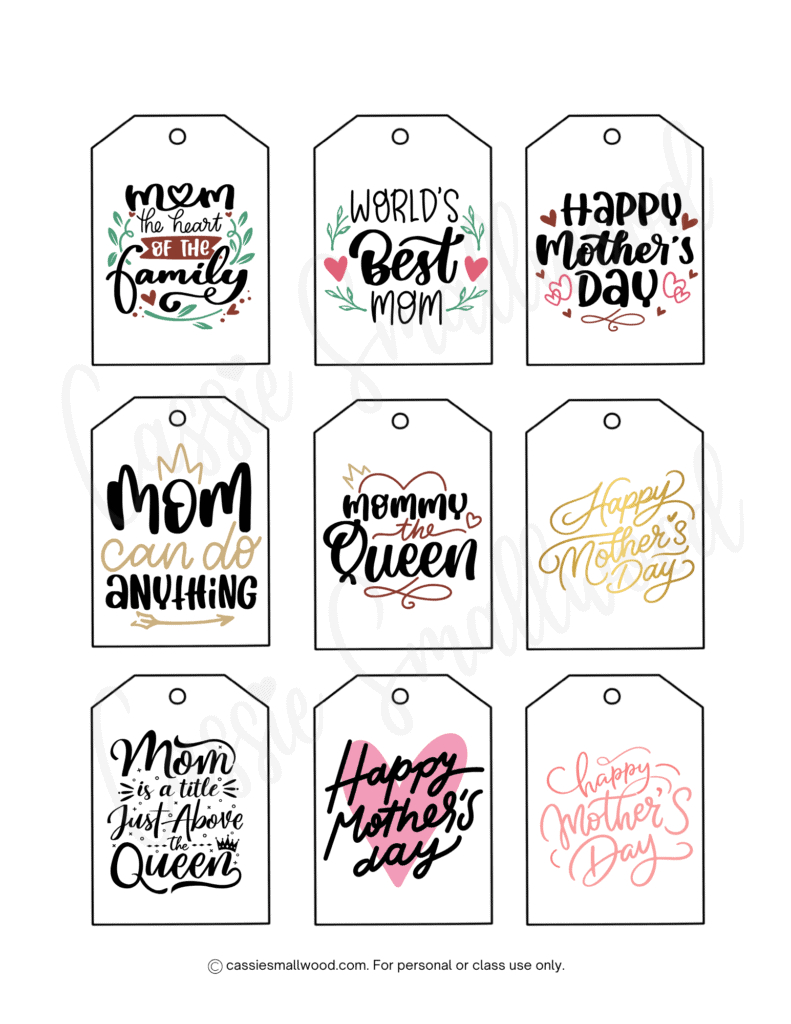36 Cute Mother&amp;#039;S Day Tags (Free Printables) - Cassie Smallwood with regard to Free Printable Mothers Day Tags To Print