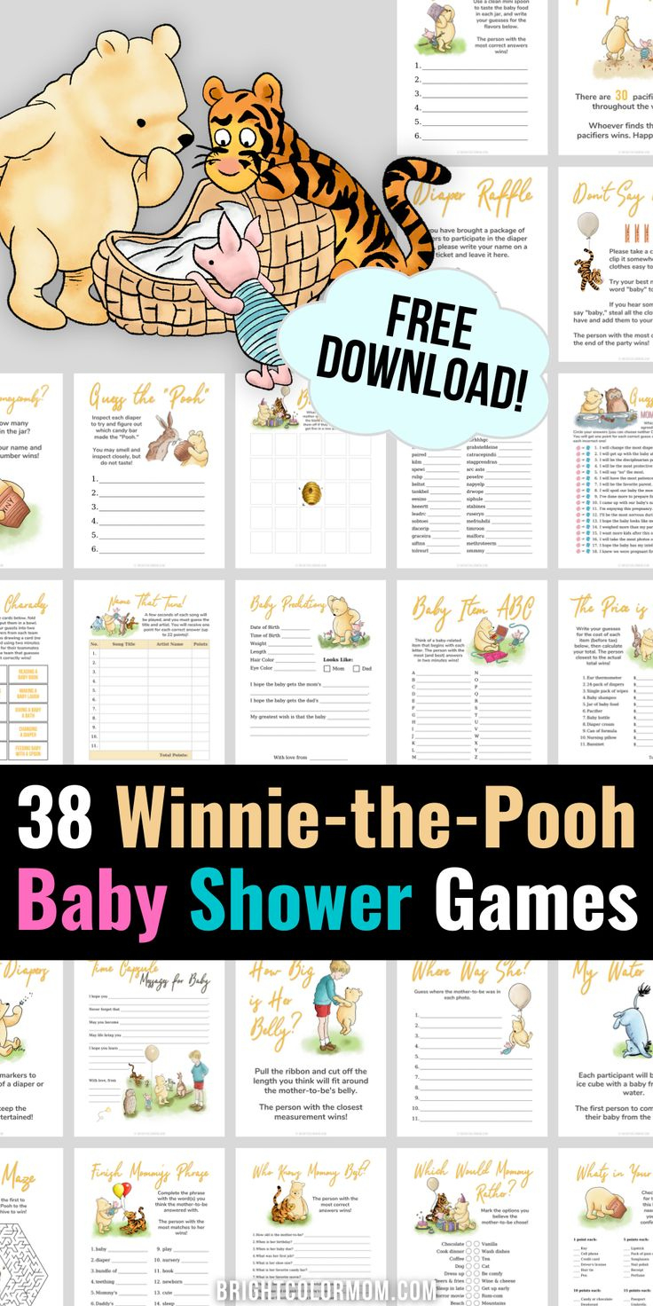 38 Classic Winnie The Pooh Baby Shower Games With Free Printables! within Classic Winnie The Pooh Printables Free