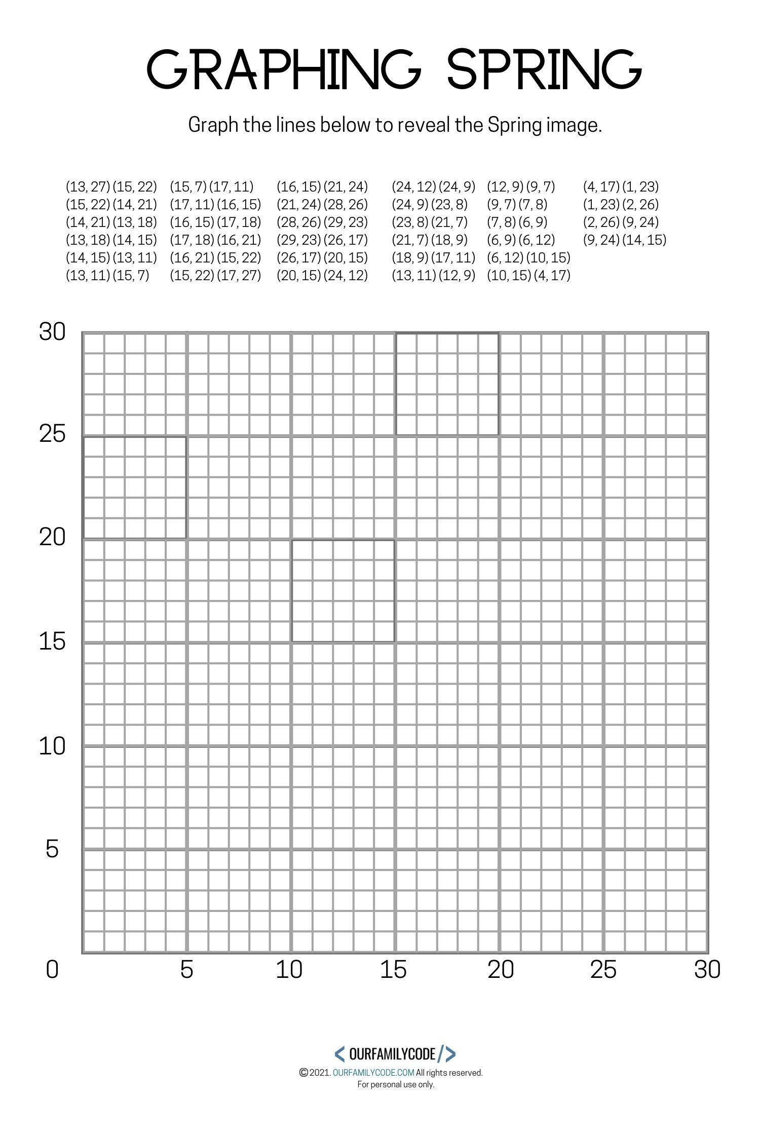 4 Free Spring Graphing Math Worksheets - Our Family Code intended for Coordinate Graphing Pictures Free Printable