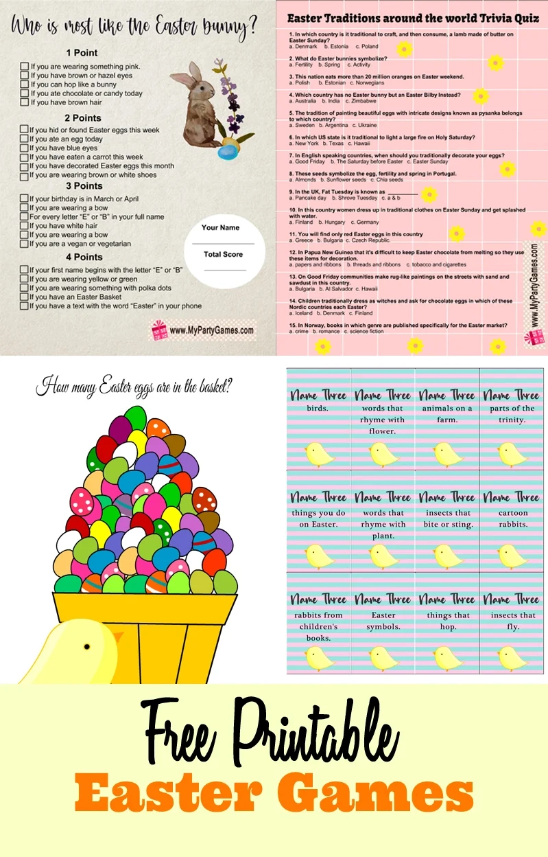 40 Free Printable Easter Games pertaining to Printable Easter Games For Adults