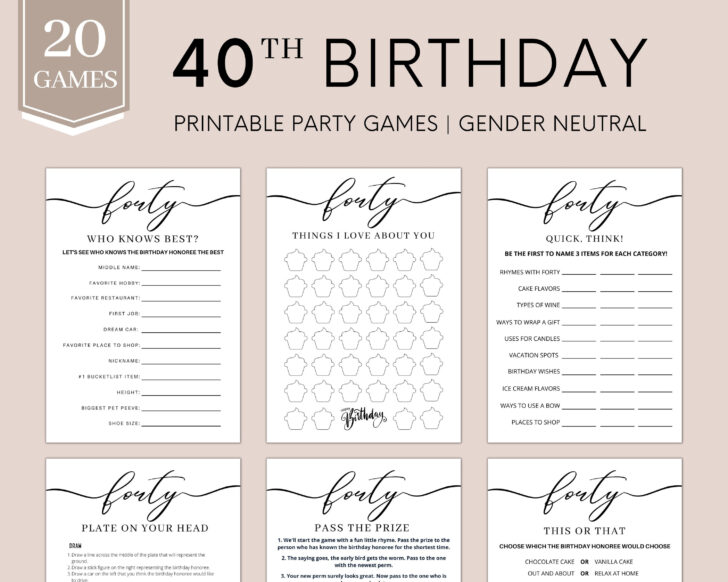 40th Birthday Games Free Printable