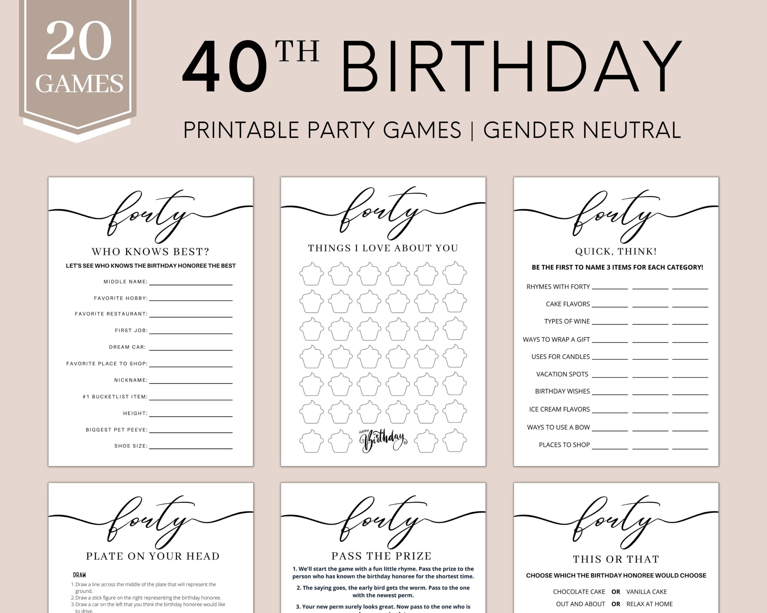 40Th Birthday Games | 40Th Party Games | 40Th Birthday Games Women within 40Th Birthday Games Free Printable