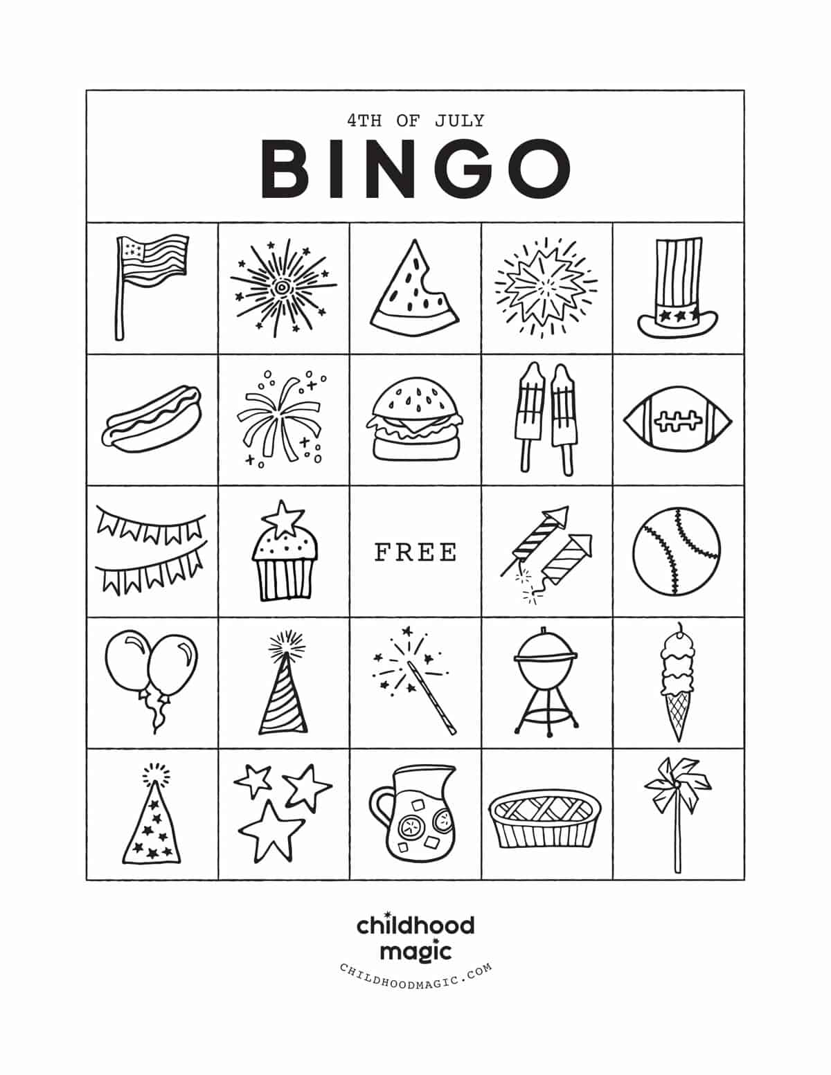 4Th Of July Bingo - Childhood Magic with Free 4Th Of July Bingo Cards