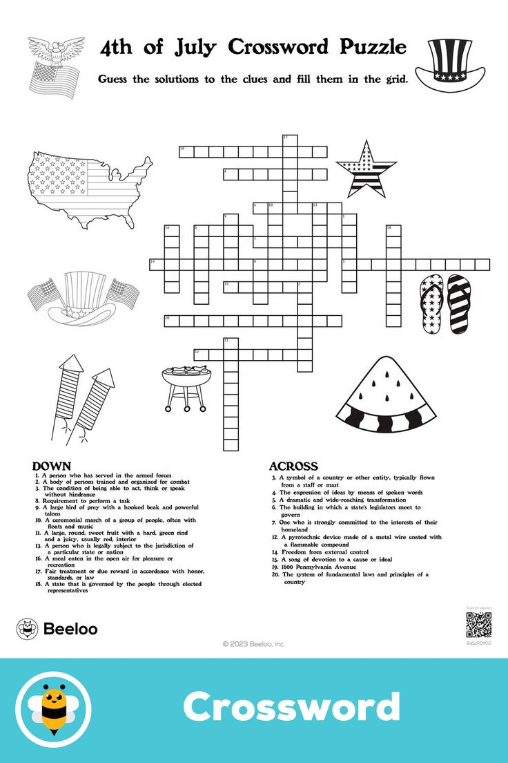 4Th Of July Crossword Puzzle for 4Th Of July Crossword Puzzle Printable