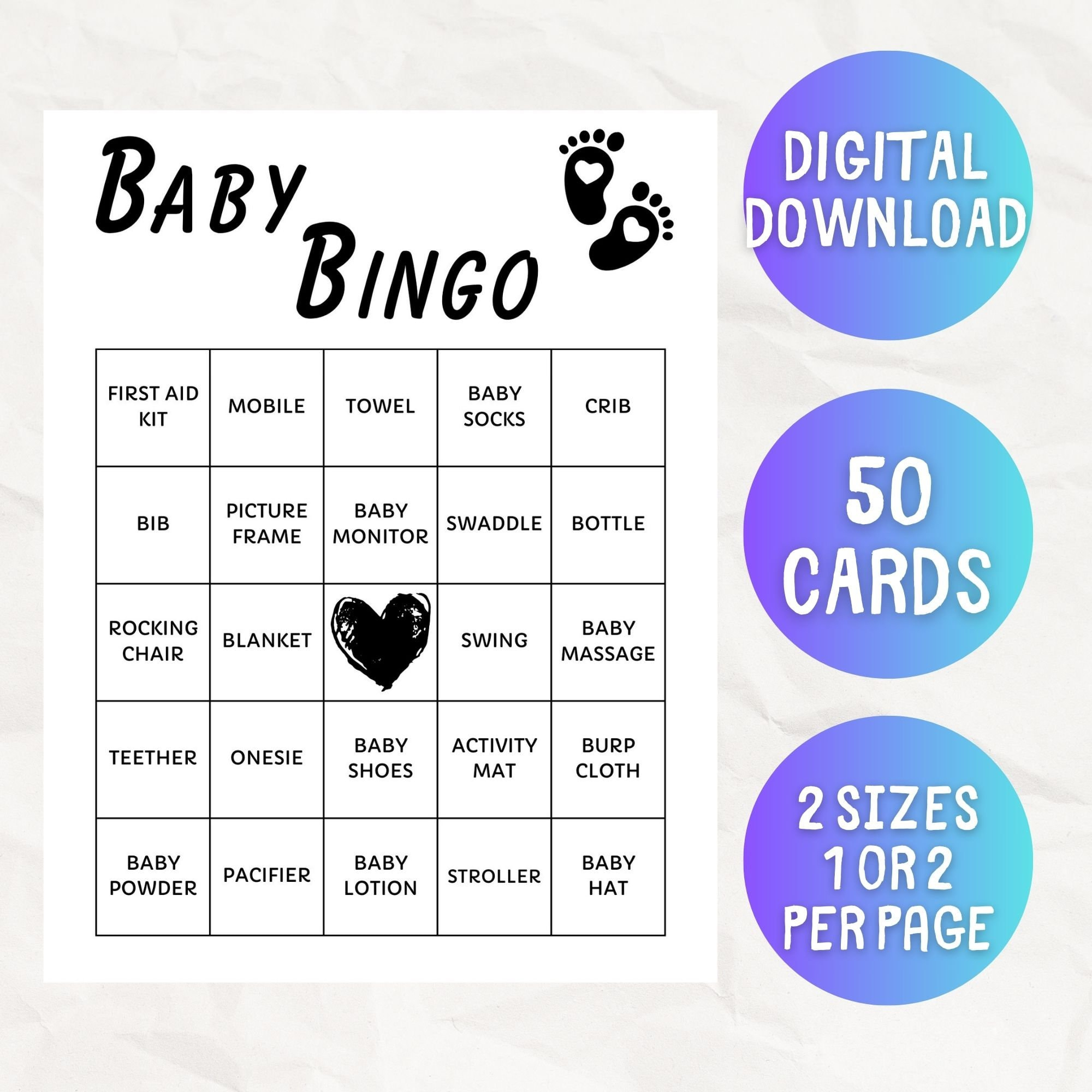 50 Baby Shower Bingo Cards, Printable Baby Bingo Game Cards in 50 Free Printable Baby Bingo Cards