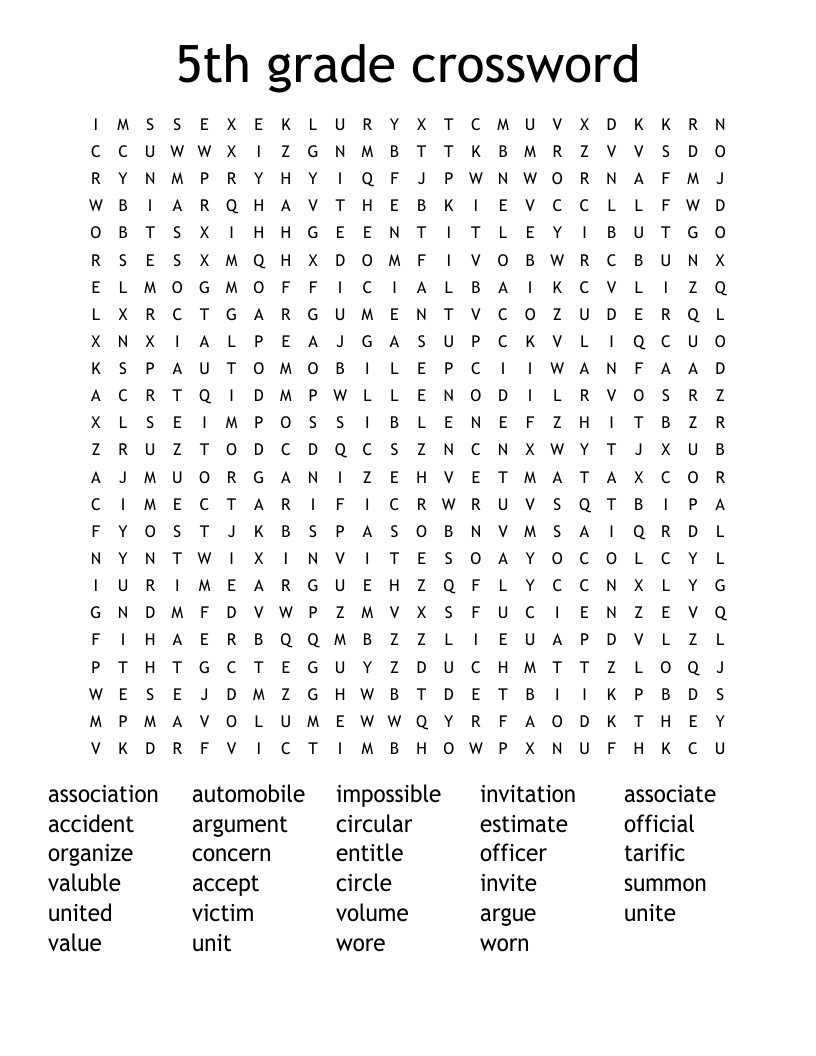 5Th Grade Crossword Word Search - Wordmint regarding Printable Crossword Puzzles For 5Th Graders