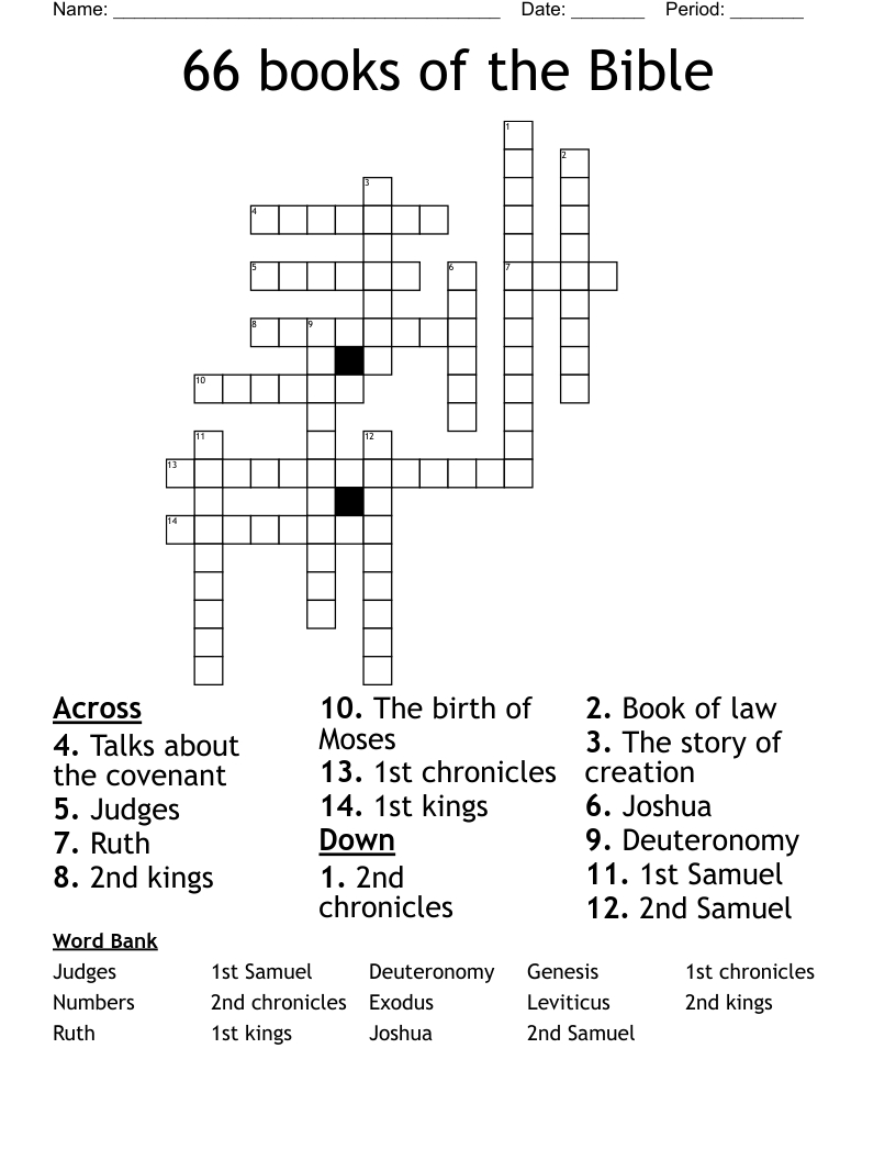 66 Books Of The Bible Crossword - Wordmint inside Christian Crossword Puzzles Printable