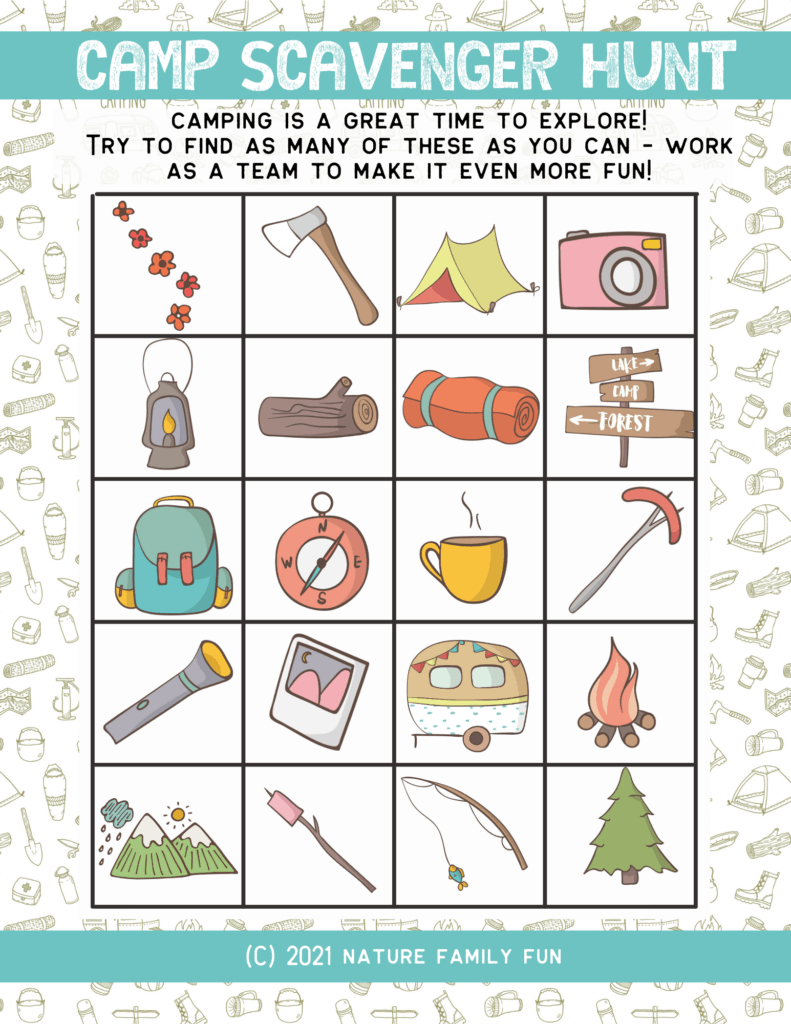7 Free Camping Scavenger Hunt Printables For Kids – The Crazy within Free Printable Camping Scavenger Hunt Printable