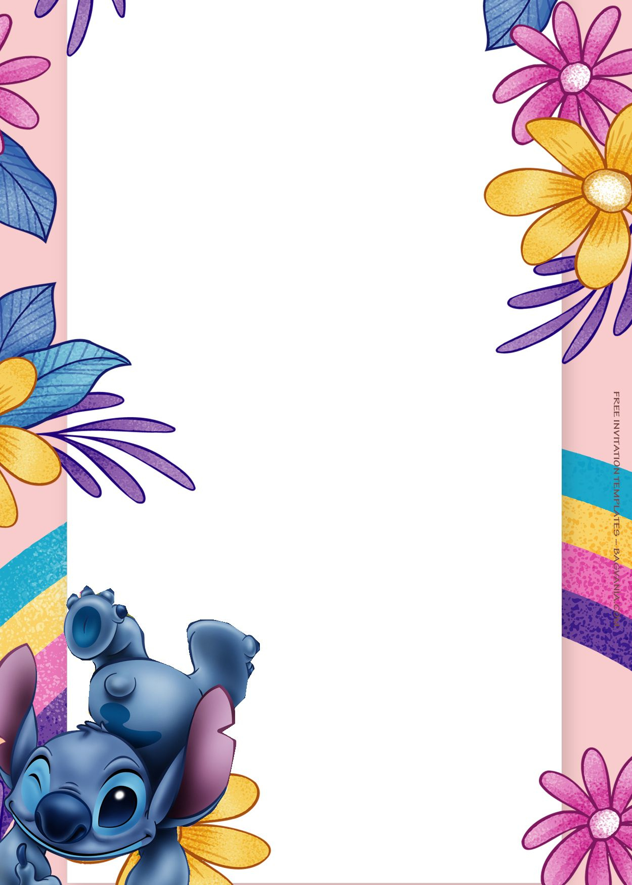 7+ Lilo And Stitch Floral Splash Birthday Invitation Templates pertaining to Free Printable Stitch Invitation Layout