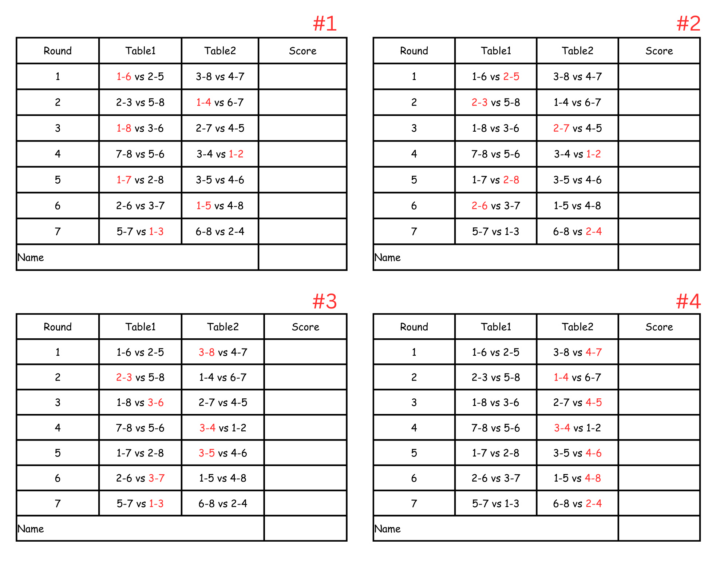 Free Printable Euchre Score Cards