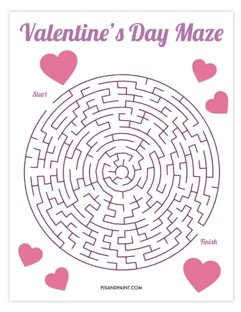 9 Free Printable Valentine&amp;#039;S Day Mazes - Pjs And Paint throughout Valentine Mazes Free Printable