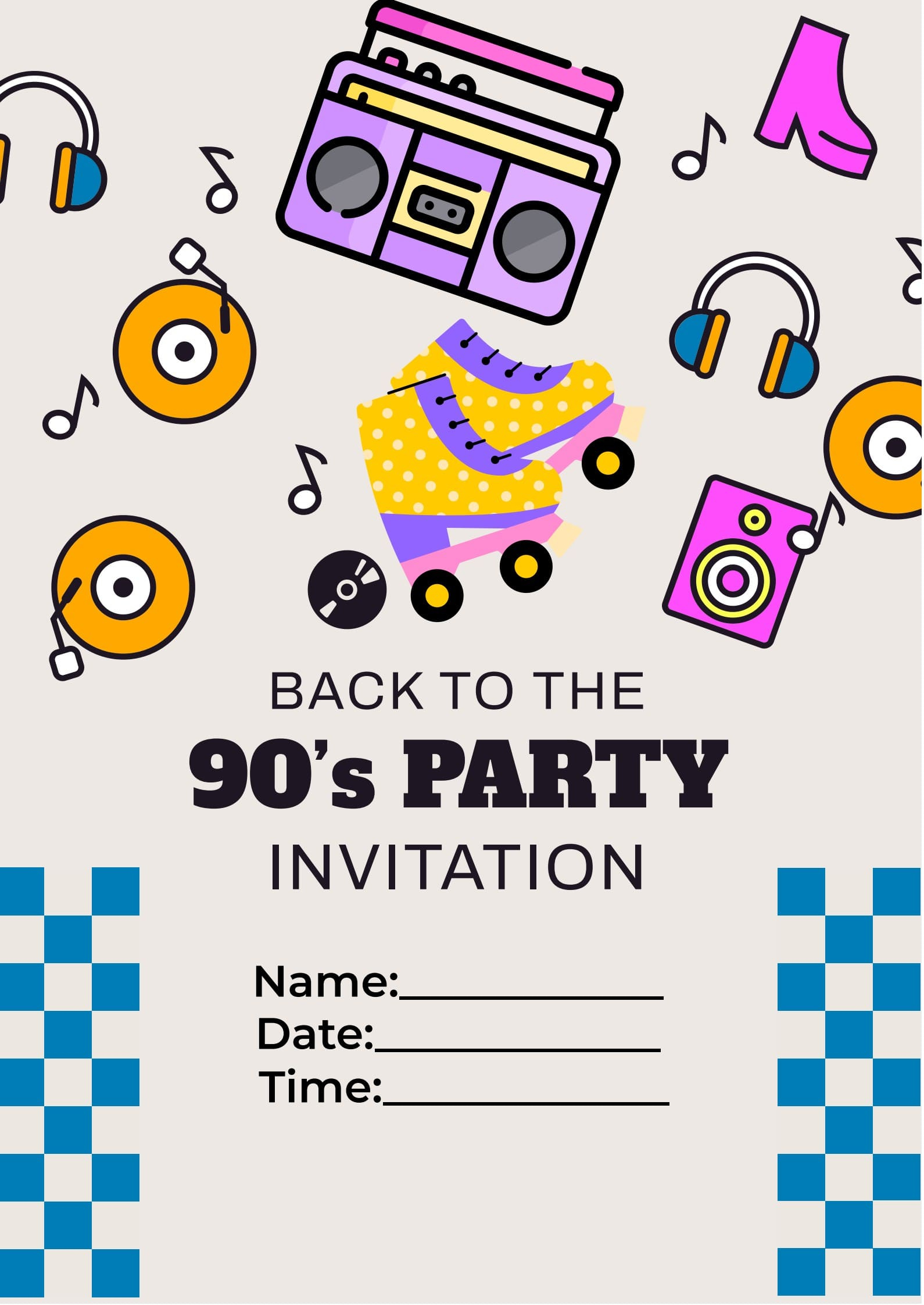 90S Party Invitation Template | Pdf Agile with Printable 90S Invitation Template Free