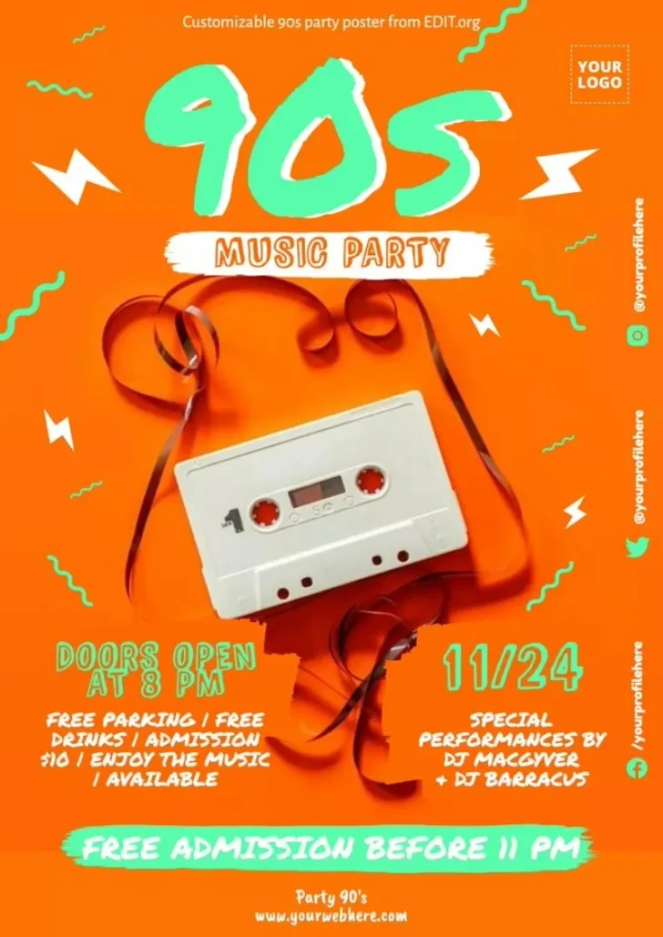 Printable 90s Invitation Template Free