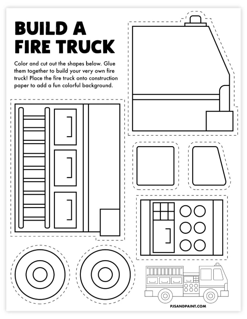 97 Free Printable &amp;quot;Build Your Own&amp;quot; Crafts - Pjs And Paint with regard to Free Printable Fire Truck Craft
