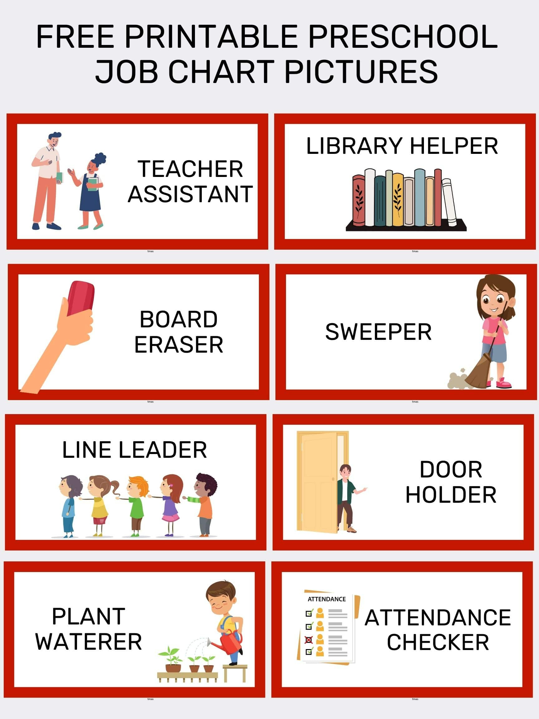 A Collection Of Free Printable Clipart Images For Preschool Job within Clipart Free Printable Preschool Job Chart Pictures