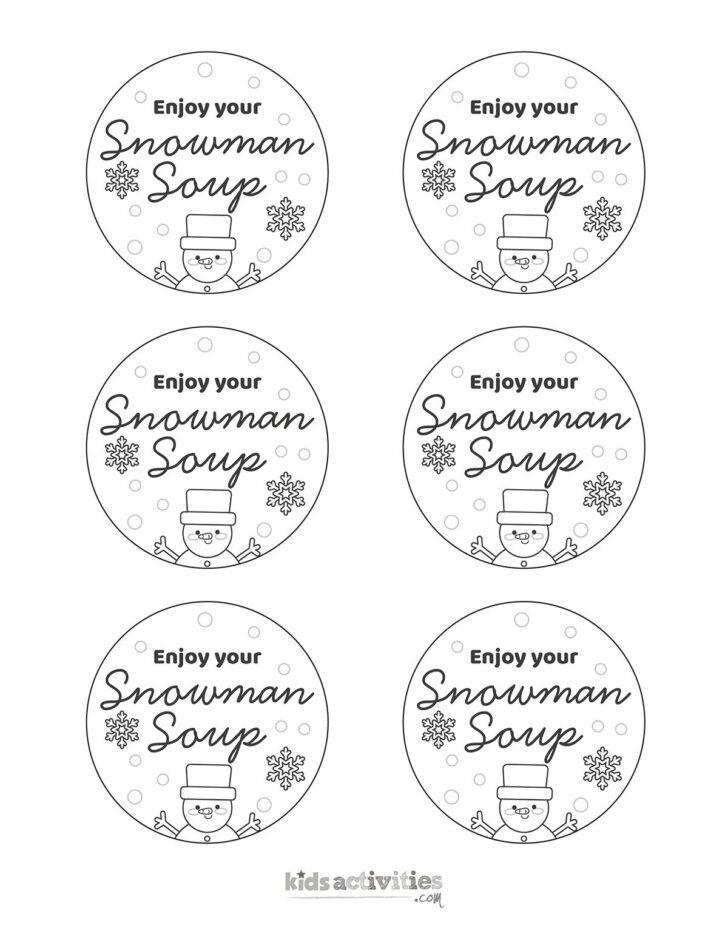 Template Free Printable Snowman Soup Labels