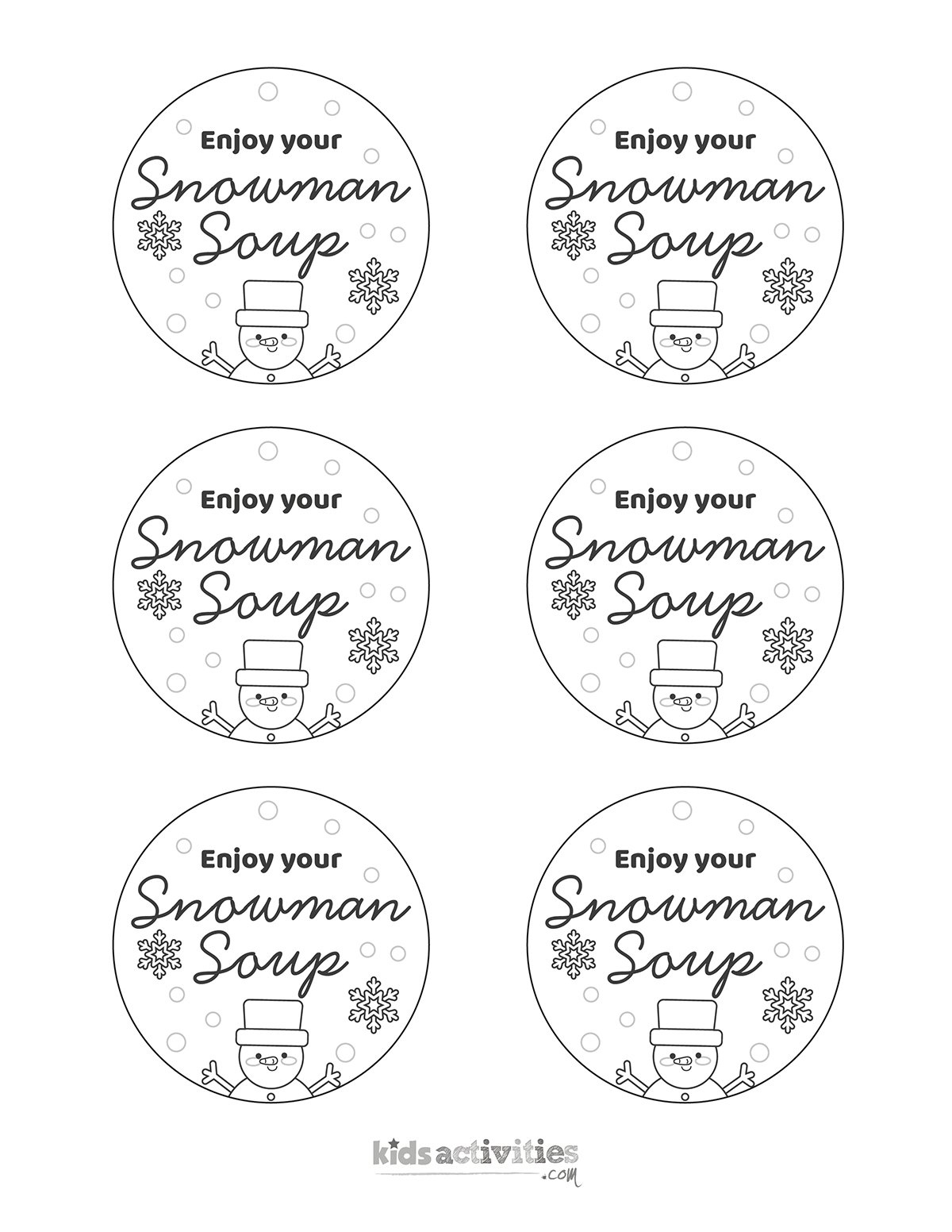 A Delightful Snowman Soup Gift With Free Printables Kids throughout Template Free Printable Snowman Soup Labels