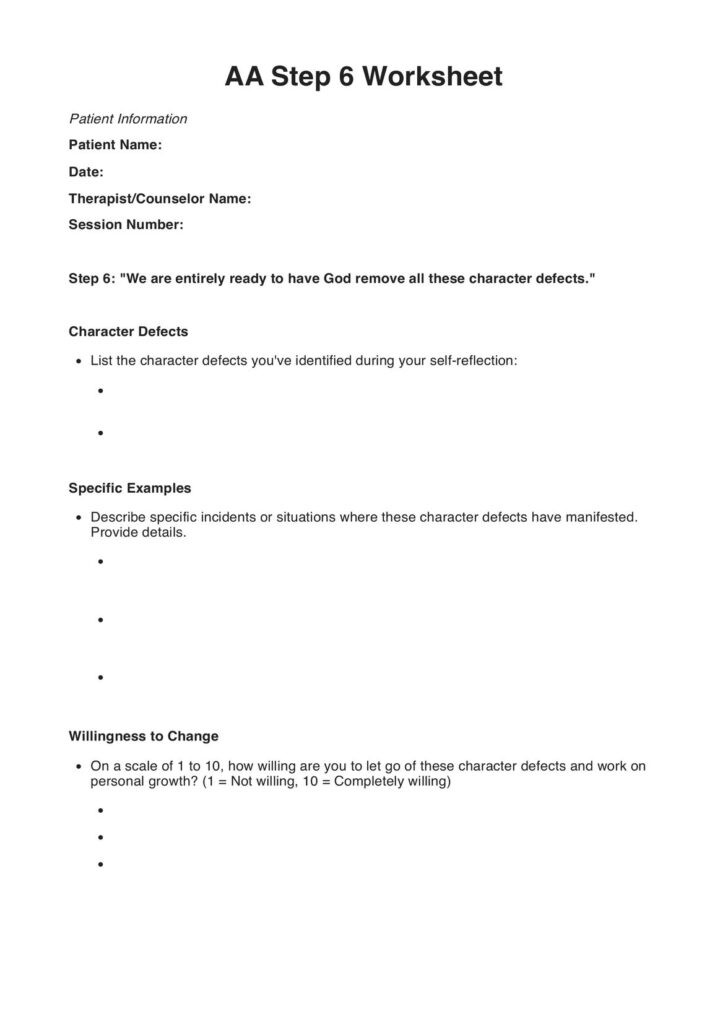 Printable Character Defects Worksheet