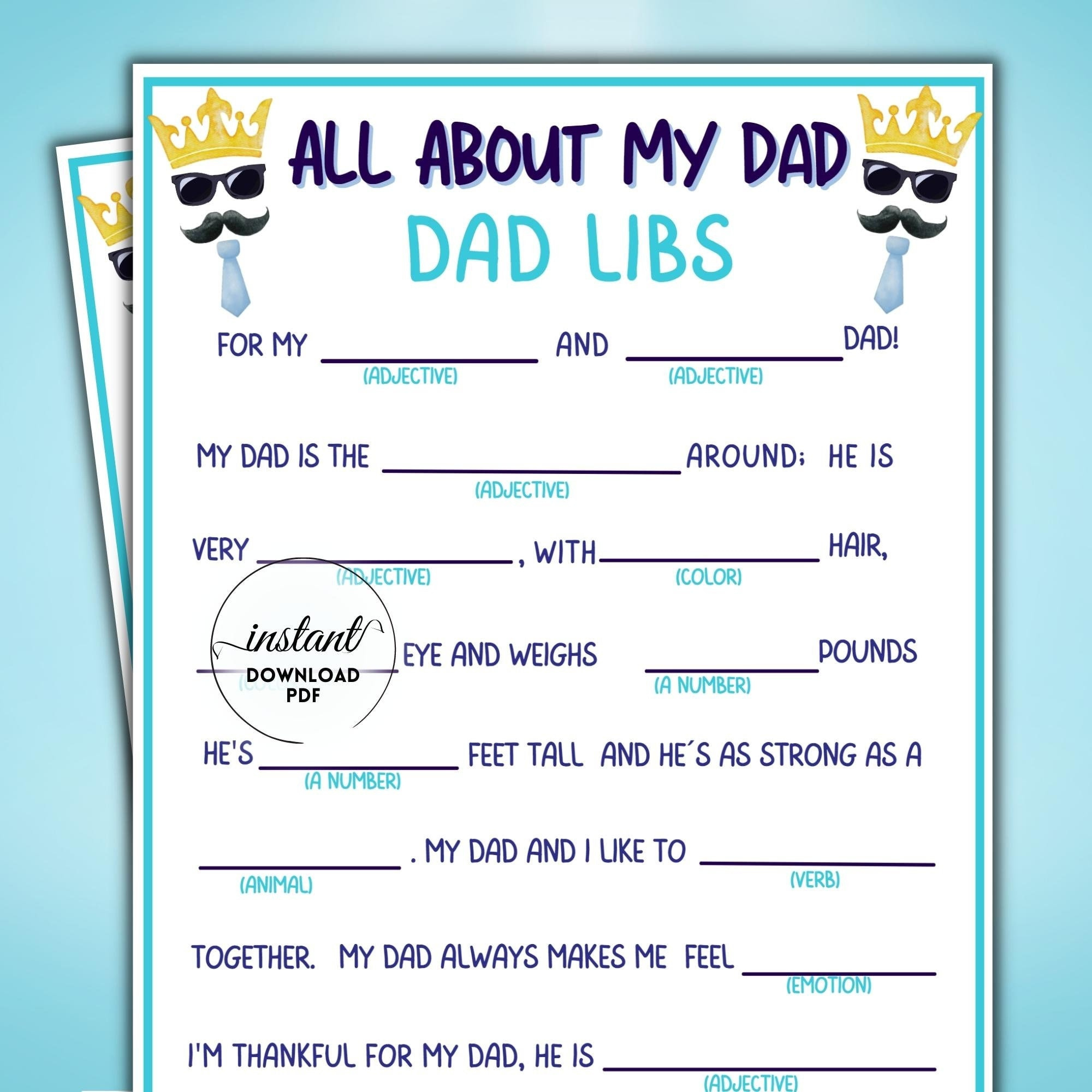 About My Dad: Father&amp;#039;S Day Mad Libs Activity Printable For Kids pertaining to Father&amp;amp;#039;s Day Mad Libs Printable