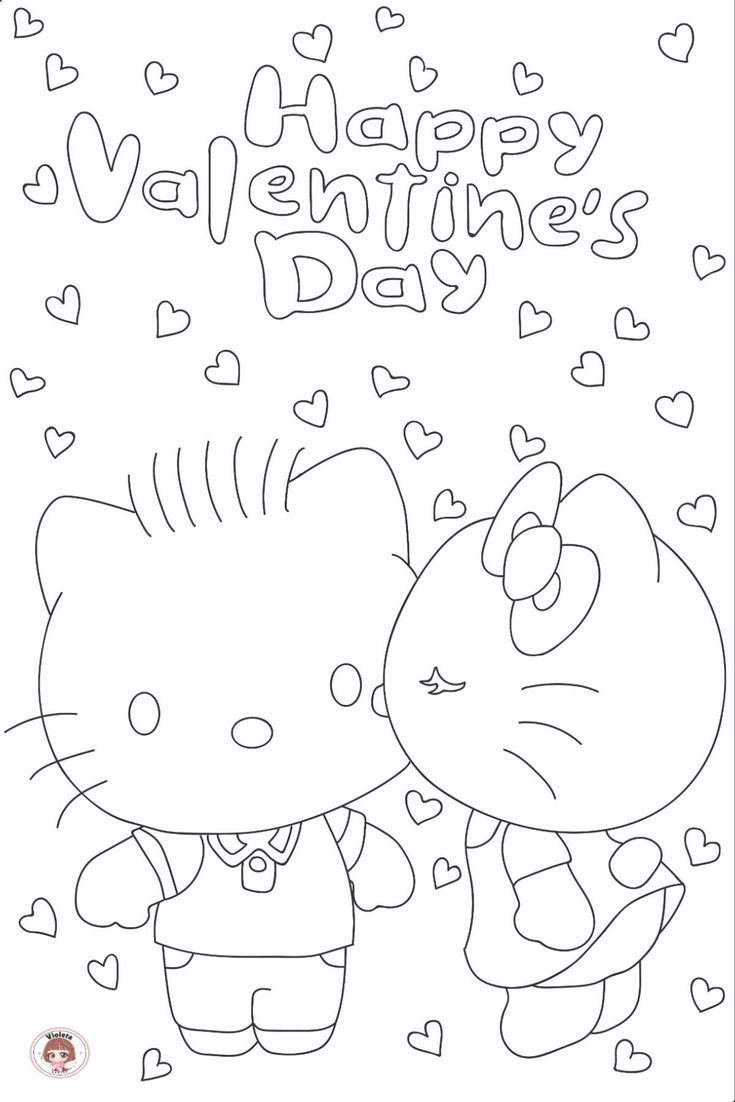 Adorable Hello Kitty Happy Valentine&amp;#039;S Day Coloring Page - Free pertaining to Hello Kitty Valentines Printable
