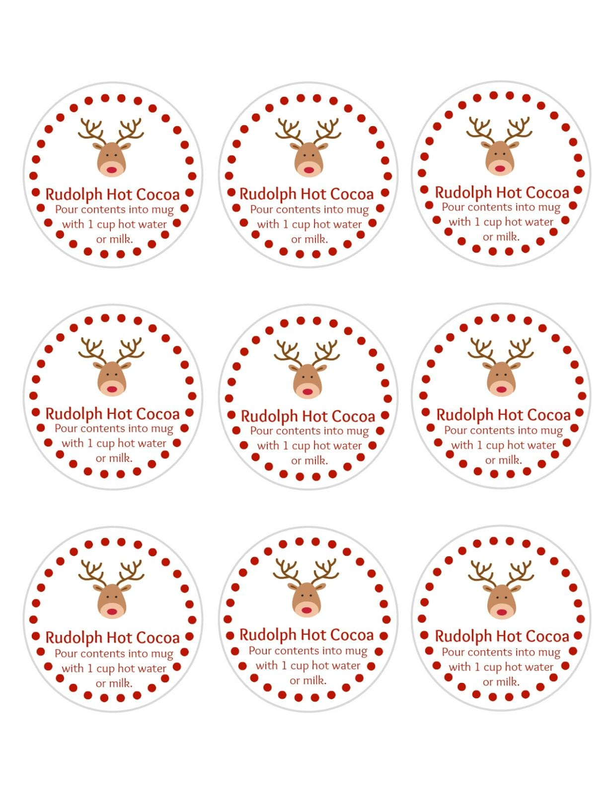Adorable Rudolph Hot Cocoa Diy With Printable Gift Tags | Omc intended for Free Printable Hot Cocoa Tags