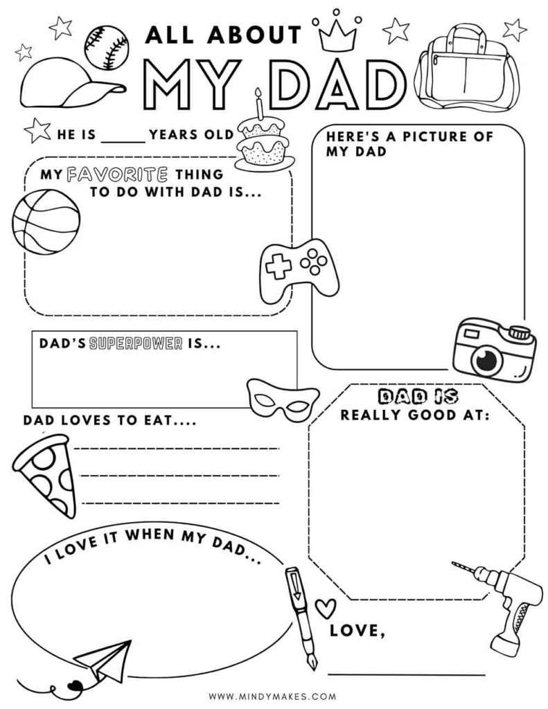 All About Dad Free Printable Pdf - Mindymakes for All About My Dad Printable Free Download