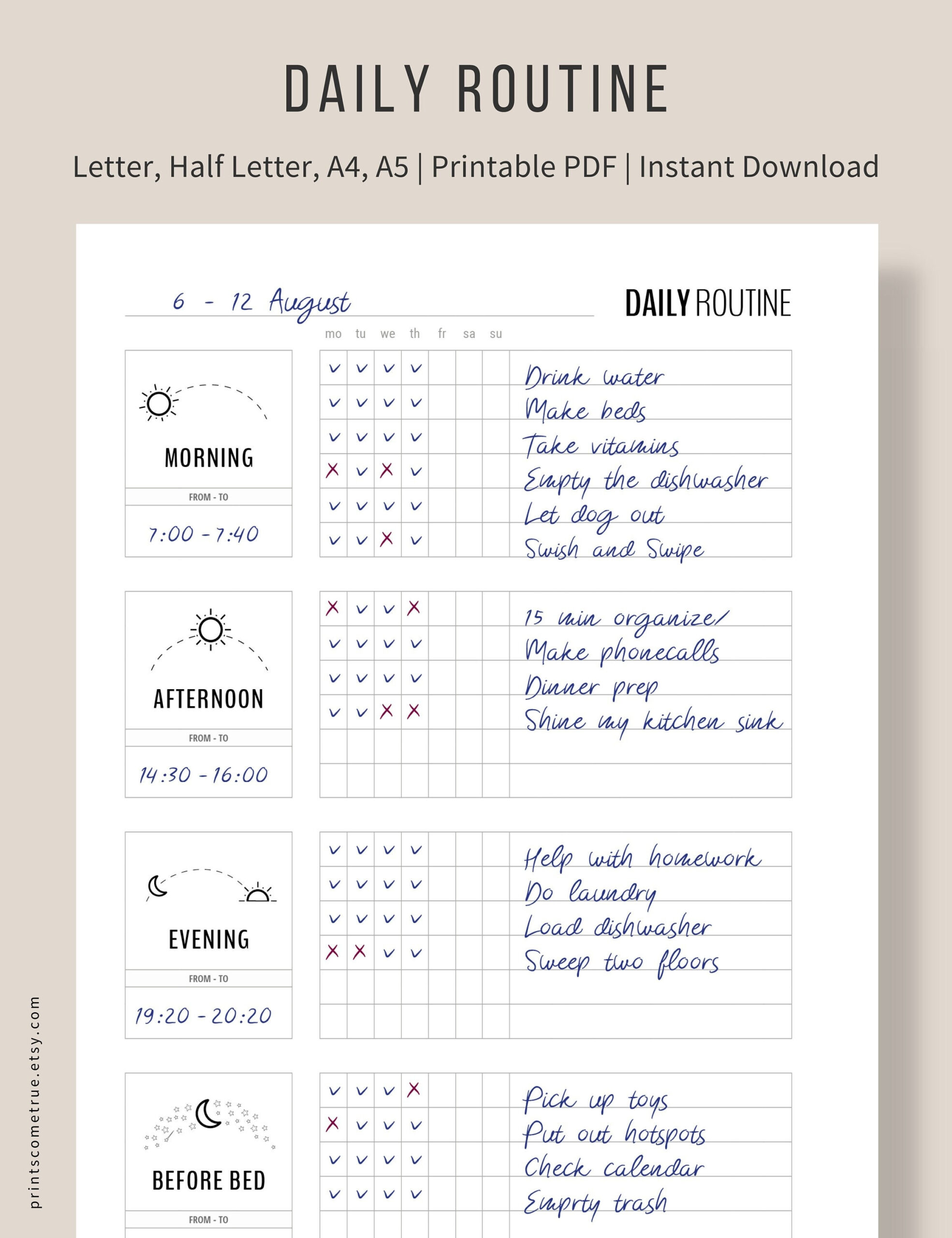 Alltagsplaner Printable, Flylady Morgen-Routine, Planer Vor Dem with regard to Free Printable Flylady Daily Routine