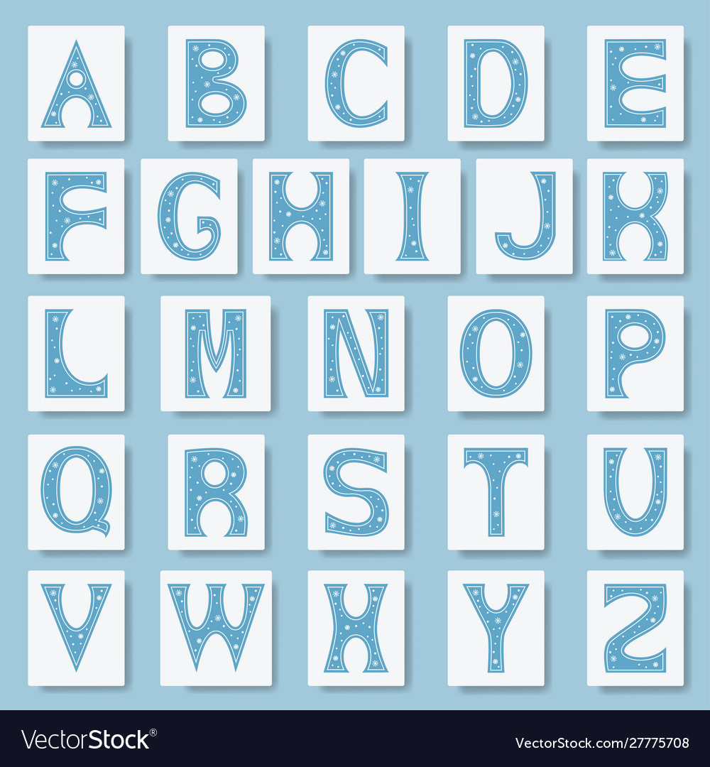 Alphabet Letters Font For Winter Royalty Free Vector Image pertaining to Free Printable Winter Alphabet Letters