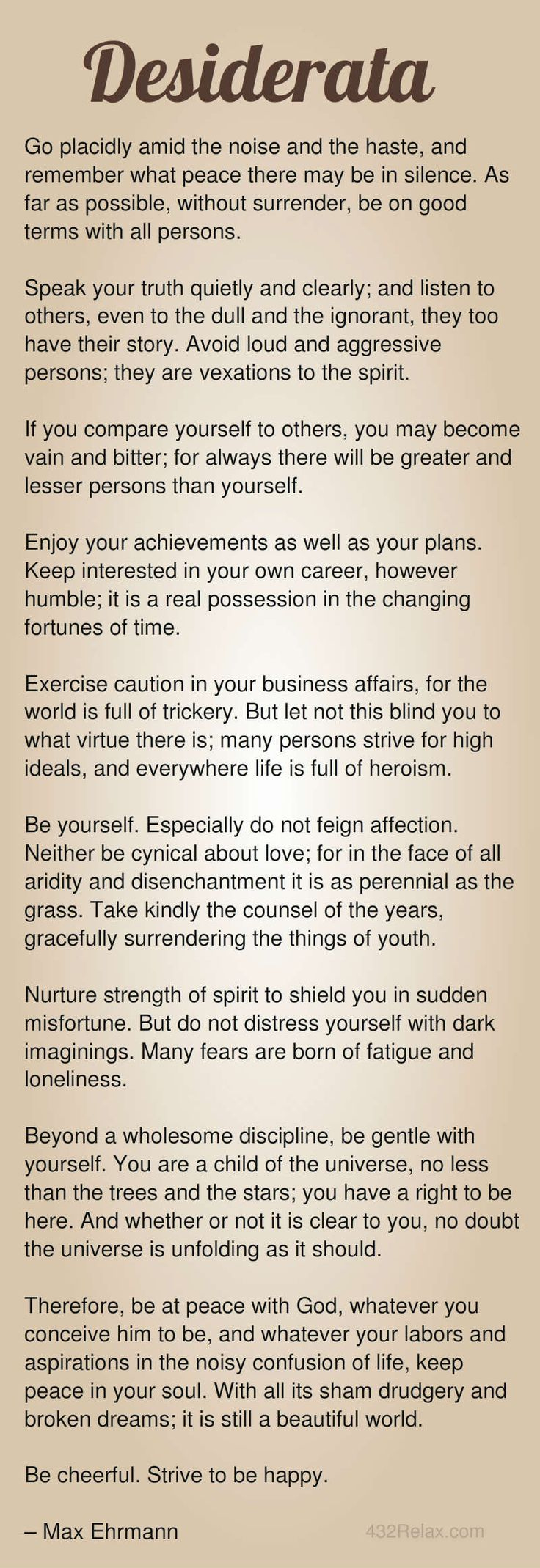 Another Desiderata Poem Image. Visit Page To Download Free for Desiderata Printable Free