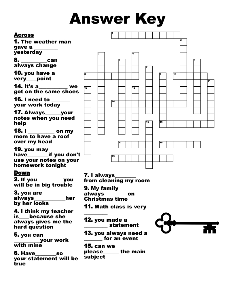 Answer Key Crossword - Wordmint inside Crosswords Printable With Answers
