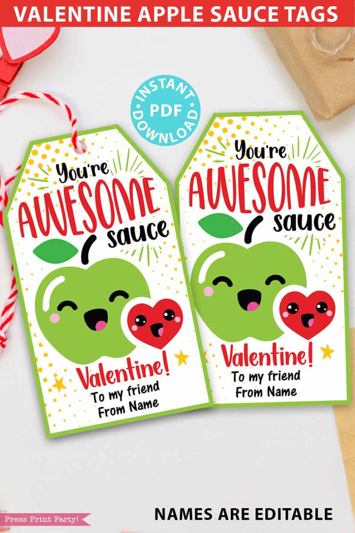 Applesauce Pouch Valentines Free Printable